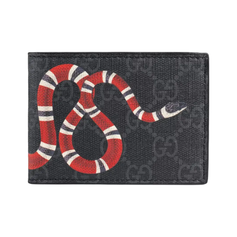 GUCCI GG Supreme Canvas Wallet Trumpets Men's Black Gray-0