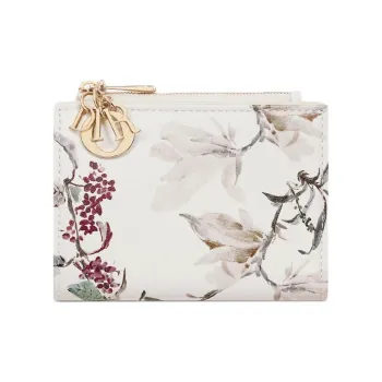 DIOR Lady Dior Sheepskin Wallet Women's White