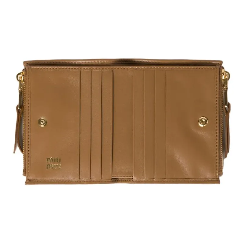 MIU MIU Matelassé Sheepskin Wallet Women's Camel-3