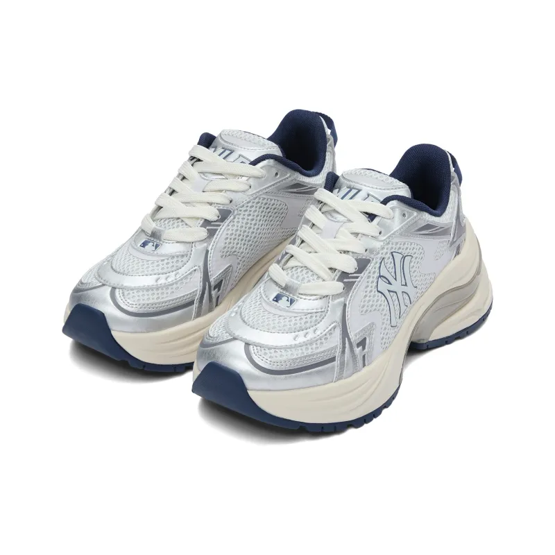 MLB New York Yankees Low Top Running Shoes Unisex Vintage Silver Gray-2