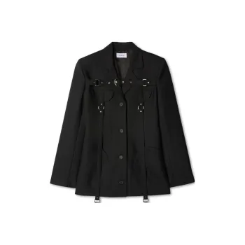 OFF WHITE Cargo Buckle Strap Single Breasted Jacket Black