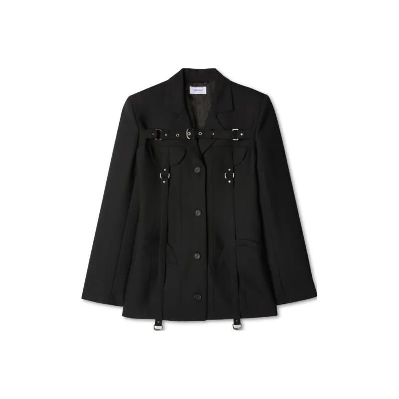 OFF WHITE Cargo Buckle Strap Single Breasted Jacket Black-0