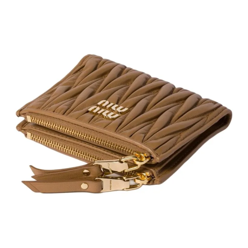 MIU MIU Matelassé Sheepskin Wallet Women's Camel-2