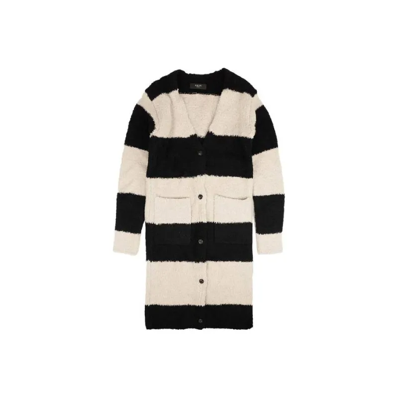 AMIRI Wide Stripe Cardigan Sweater 'Black/White'-0