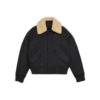 AMIPARIS Shearling Collar Jacket 'Grey'