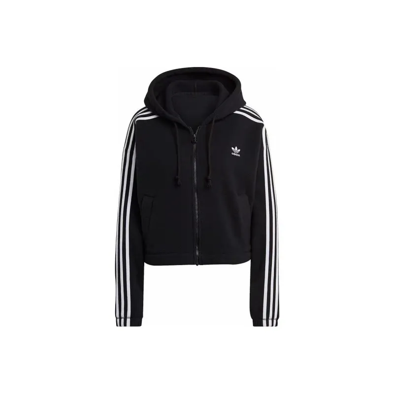 adidas Women's Fleece Hooded Zip-up Jacket Black-0