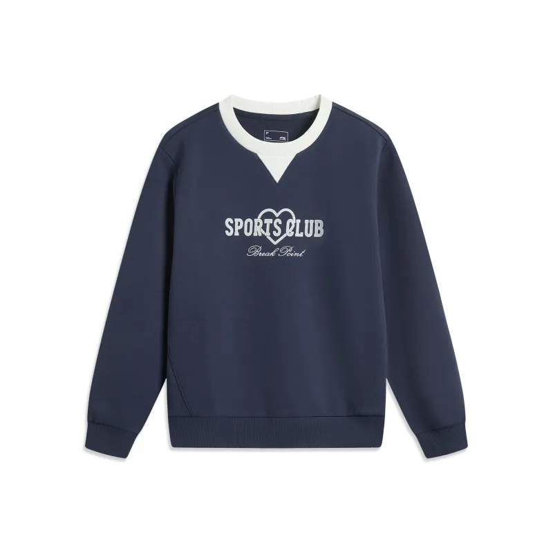 LiNing Sports Trendy Collection Sports Lifestyle Collection Sweatshirt Women's Deep Iris Blue-0