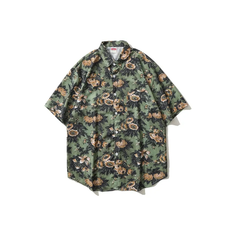 BEAR UNION Short Sleeved Shirt Unisex Army Green-0