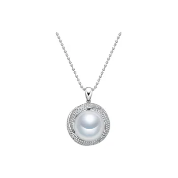 ME LUXE Pearl Pendant, Curved Outline Floral Styling Women's