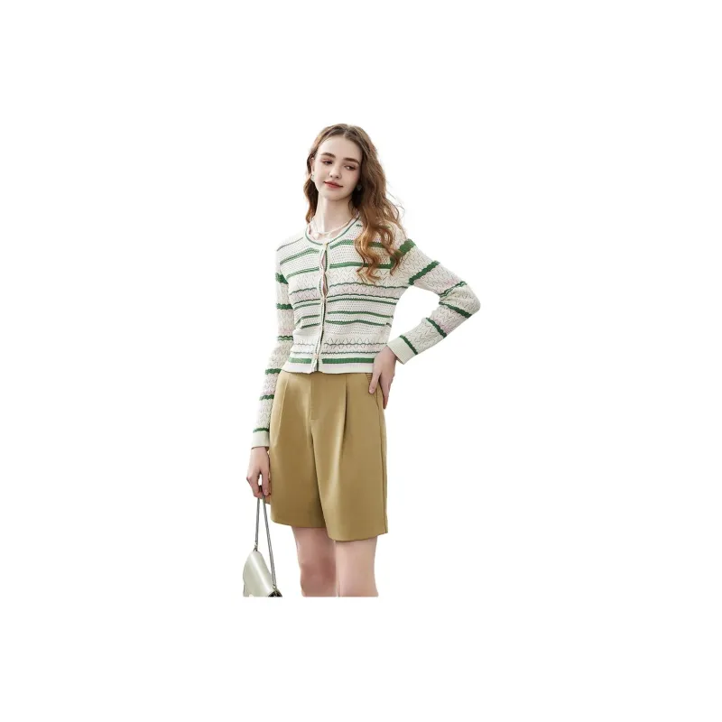 NAWAIN Knitwear Women's Apricot Base Green Stripe-0