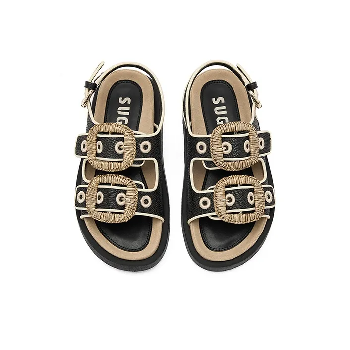 SUGARSU One Strap Sandals Women's Black-2