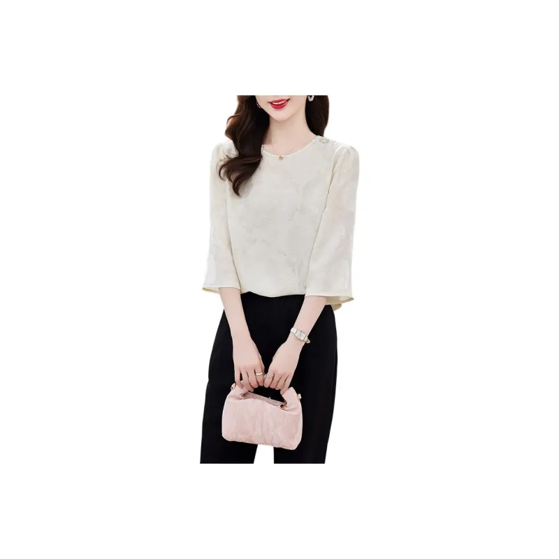 Yi Mengyuan 3/4 Sleeved Silk Shirt Women's-0