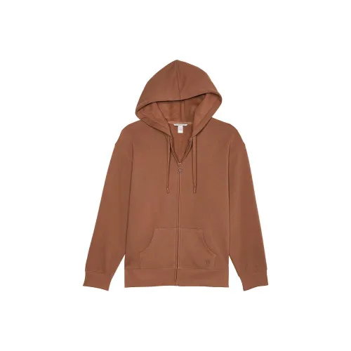 Victoria's Secret VICTORIA'S SECRET Cotton Fleece Full-Zip Hoodie Caramel Sweatshirt Women's Caramel