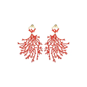 FENDI Brass Earrings Unisex Red