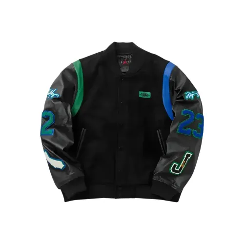 JORDAN X Aleali May Varsity Jacket Black Game Royal Pine Green