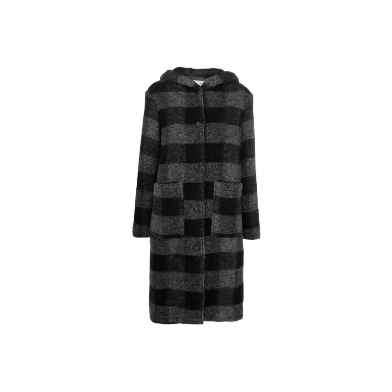 WOOLRICH Checked Hooded Wool blend Coat-5