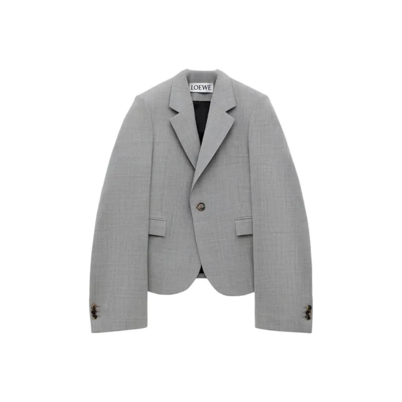 LOEWE Single Breasted Tailored Blazer 'Light Grey'-0