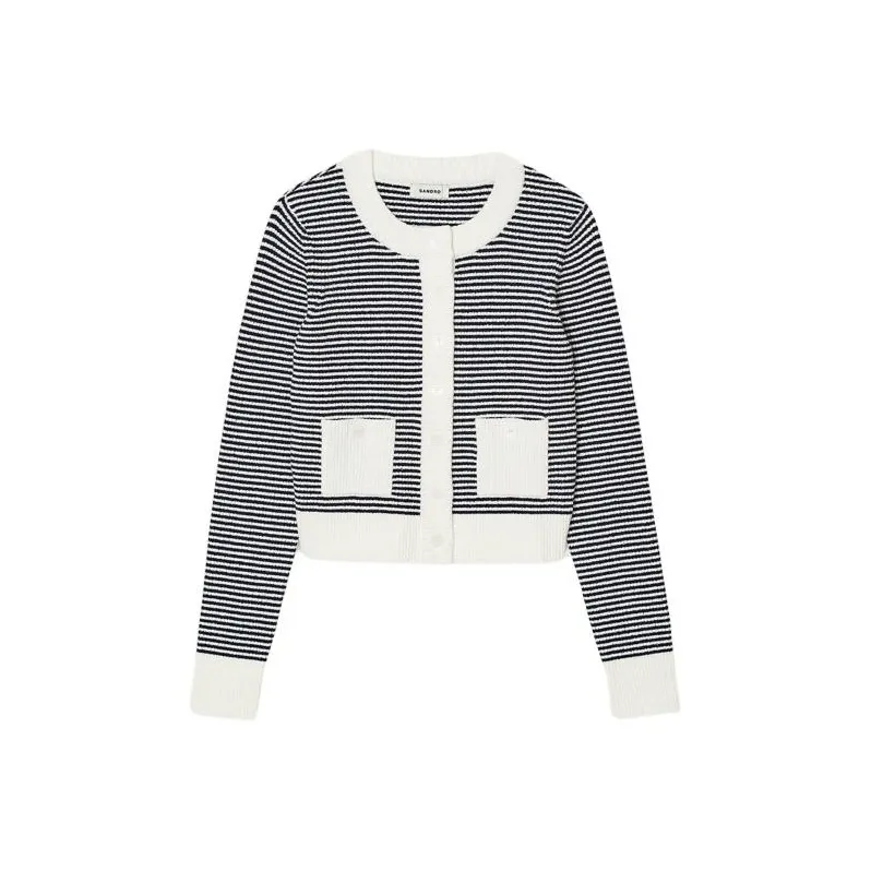 Sandro Striped Cotton-blend Cardigan-0