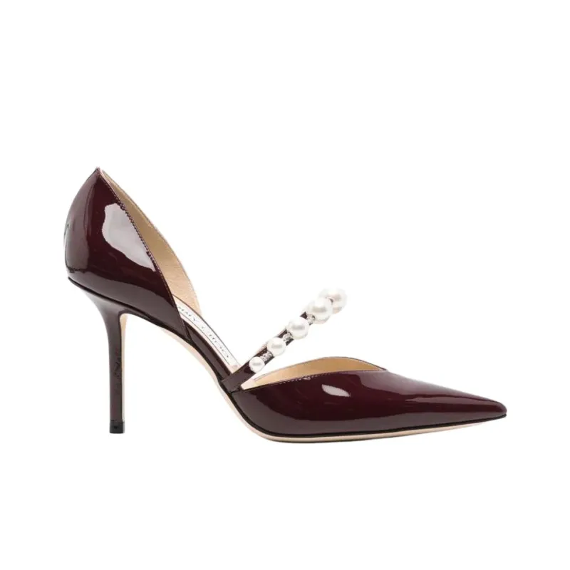 Jimmy Choo Aurelie Slim Heel High Heels 8.5cm Women's Burgundy-1