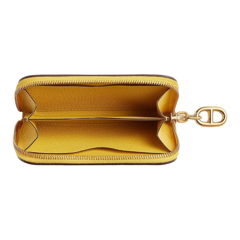 HERMES ZipengoChaine D'Ancre Evercolor Calfskin Card Holder Women's 9O Jaune De Naples Yellow-1