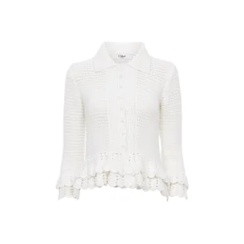 Chloé Ruffled hem Crochet Cardigan