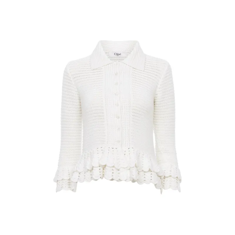 Chloé Ruffled hem Crochet Cardigan-0
