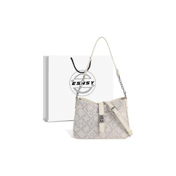 ESNSY Zhuangjin Underarm Shoulder Bag Women's Beige/Purple