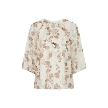 JZ. ANNAKRO Chiffon Shirt Women's Floral Apricot