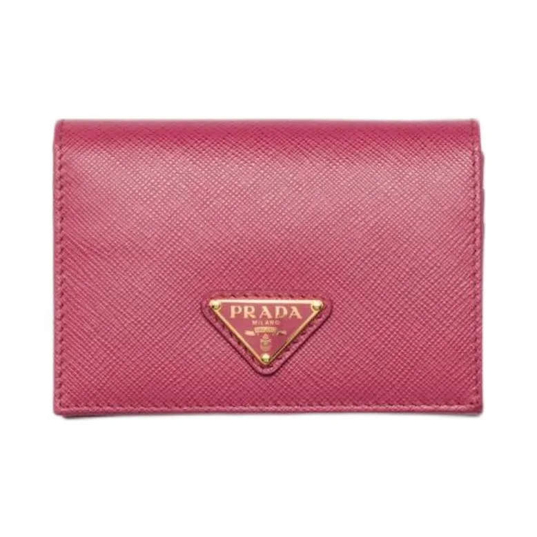 PRADA Saffiano Leather Wallet Small Size Women's Pink-0