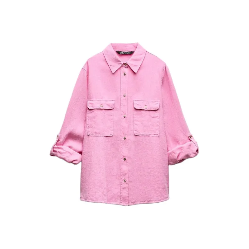 ZARA Shirts Women's Medium Pink-0