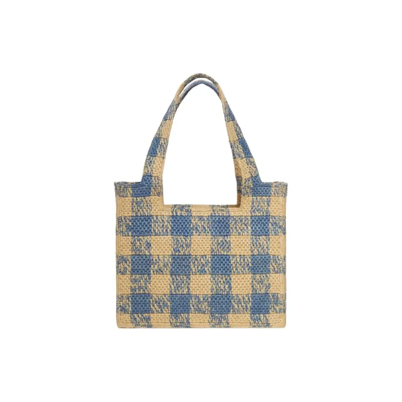 LOEWE Font Tote Raffia Tote Bag, Shopping Bag, Shoulder Bag, Handbag Medium Size Women's Beige & Blue-3