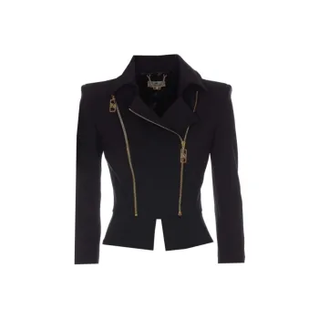 Elisabetta Franchi Peplum Zip Detailed Stretch Crepe Jacket