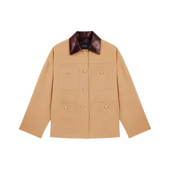 Maje Jackets & Coats Women's Beige Yellow