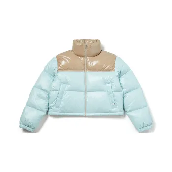 MARDI MERCREDI FW24 CROPPED DOWN JACKET COLOR BLOCK_MINT Down Jacket Women's Mint Green Latte Brown