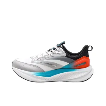 QIAODAN Rebound Slip Resistant Low Top Marathon Long Distance Running Sprint Running Shoes Men's White Gray