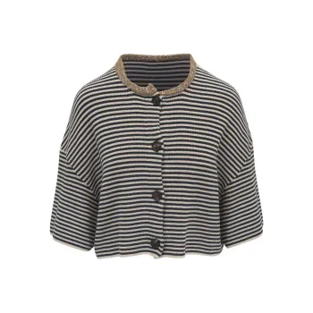 Brunello Cucinelli Striped Sequin Embellished Cardigan