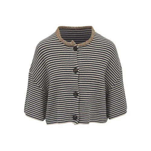 Brunello Cucinelli Striped Sequin Embellished Cardigan
