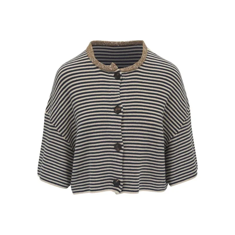 Brunello Cucinelli Striped Sequin Embellished Cardigan-0