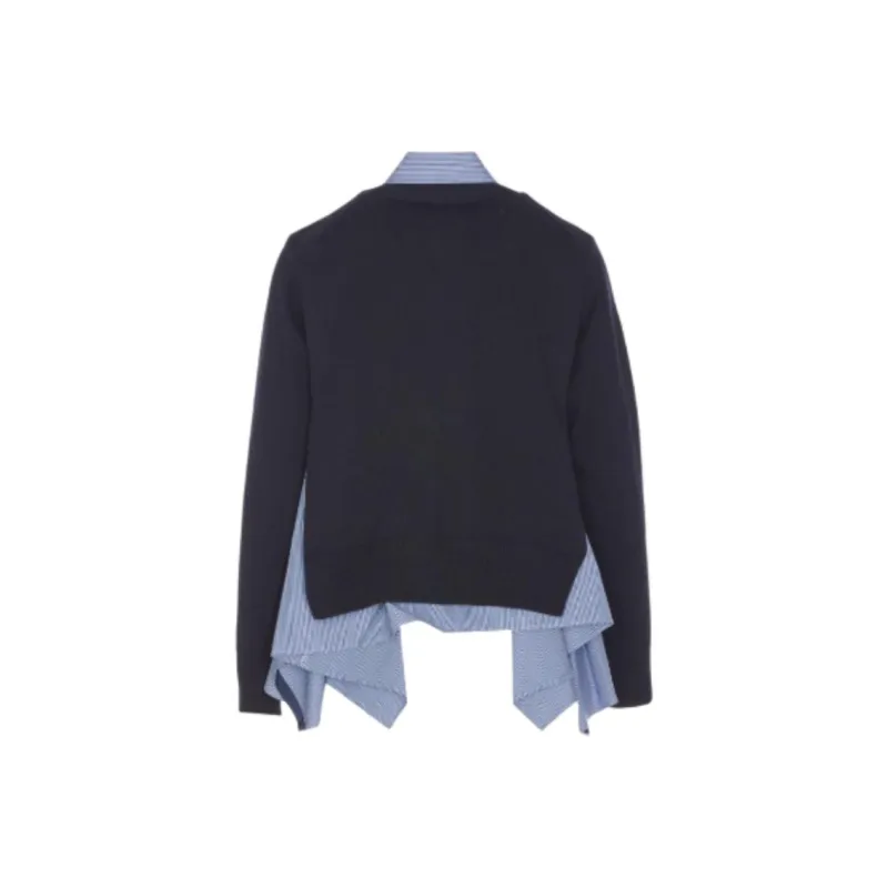Sacai Long Sleeved Knitted Panelled Shirt-1