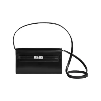 HERMES Kelly To Go Calfskin Wallet, Shoulder Bag, Crossbody Bag Regular Women's 89 Noir Black