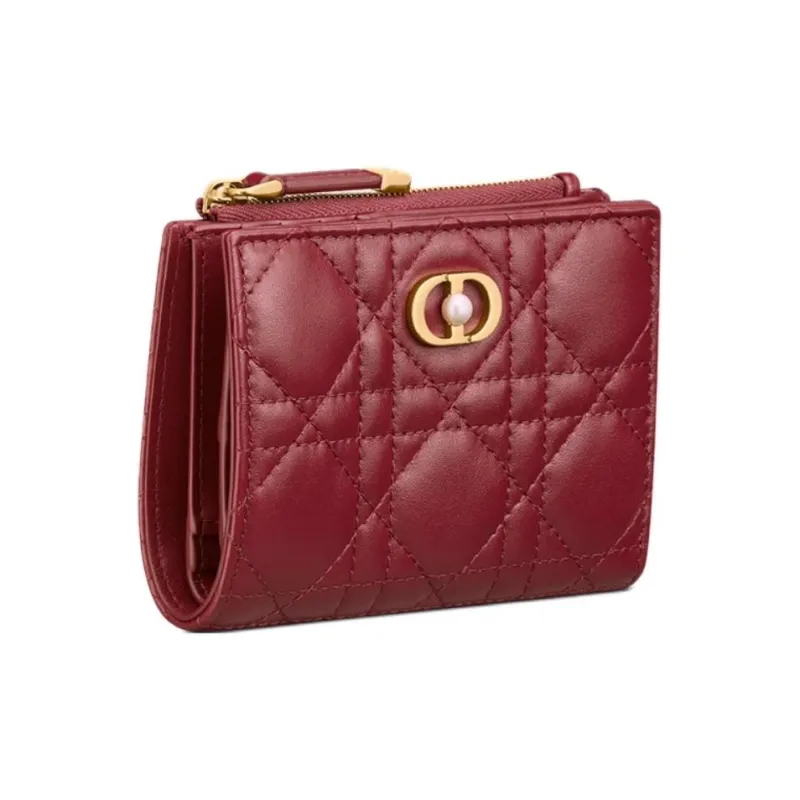 DIOR DahliaJolie Lambskin Wallet Women's Cherry Red-1
