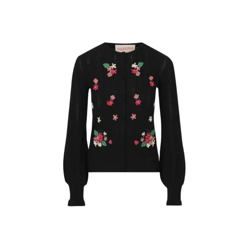 Valentino Floral Patterned Crewneck Cardigan-0