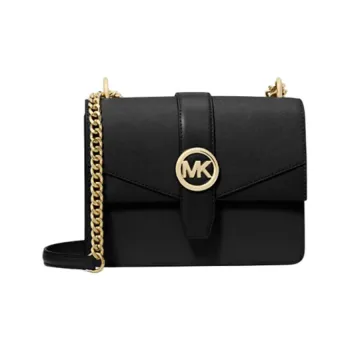 MICHAEL KORS Greenwich Leather Shoulder Bag Trumpets Women's Black