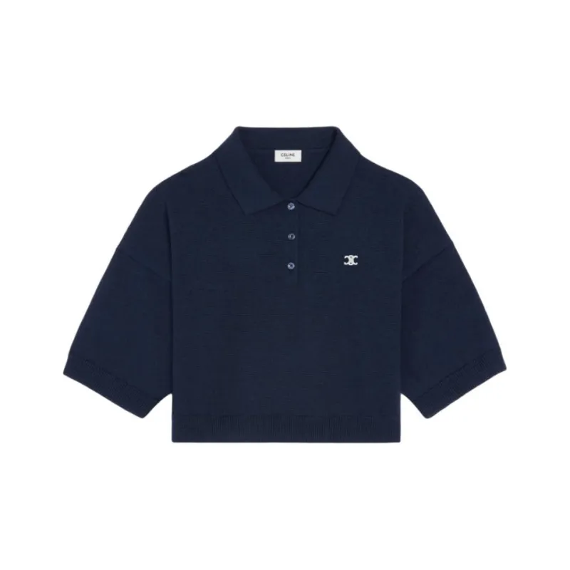 CELINE SS25 Polo Shirt Women's Marine Blue-0