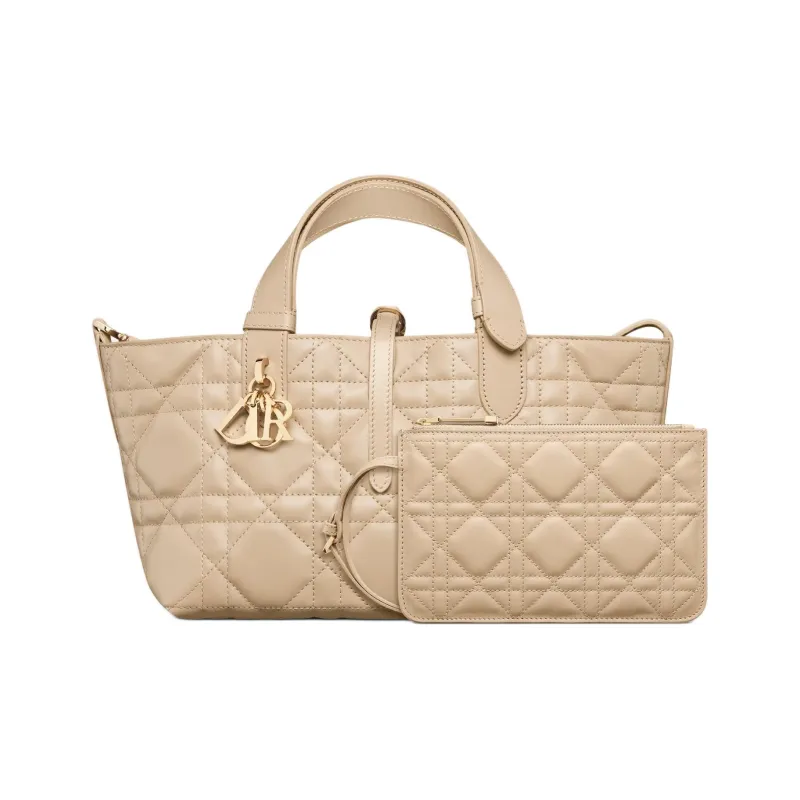 DIOR Toujours Cow Leather Native Handbag Trumpets Women's Rouge Beige-2