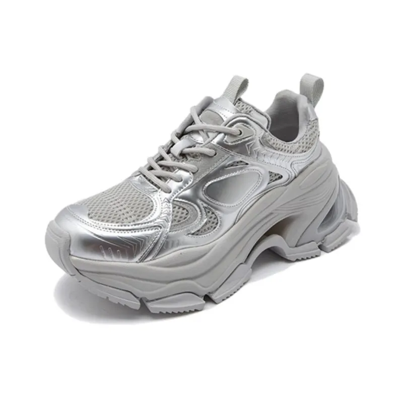 BBMTR Chunky Sneakers Women's Low Top Black/Silver/Angela Red-6