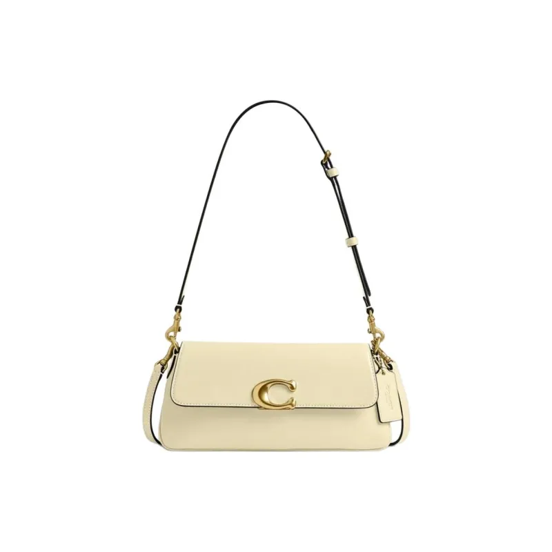 COACH Leather Portable Crossbody Bag, Shoulder Bag Medium Size Women's Light Yellow-0