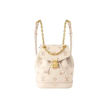 LOUIS VUITTON Embossed Grain Cow Leather Backpack Women's Beige