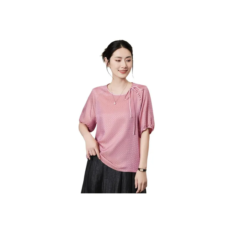 Yi Mengyuan Short Sleeved Silk Shirt Women's-0