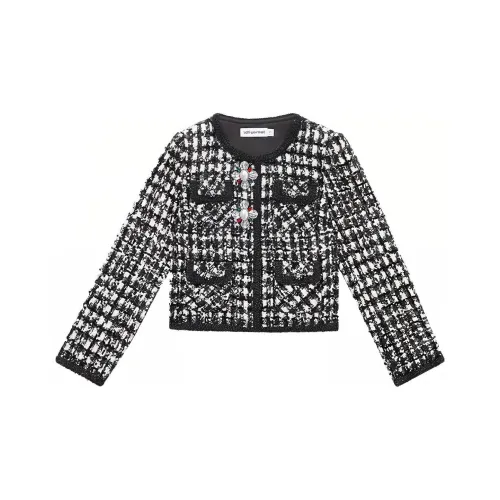 Self-portrait Jackets Women's Black Plaid